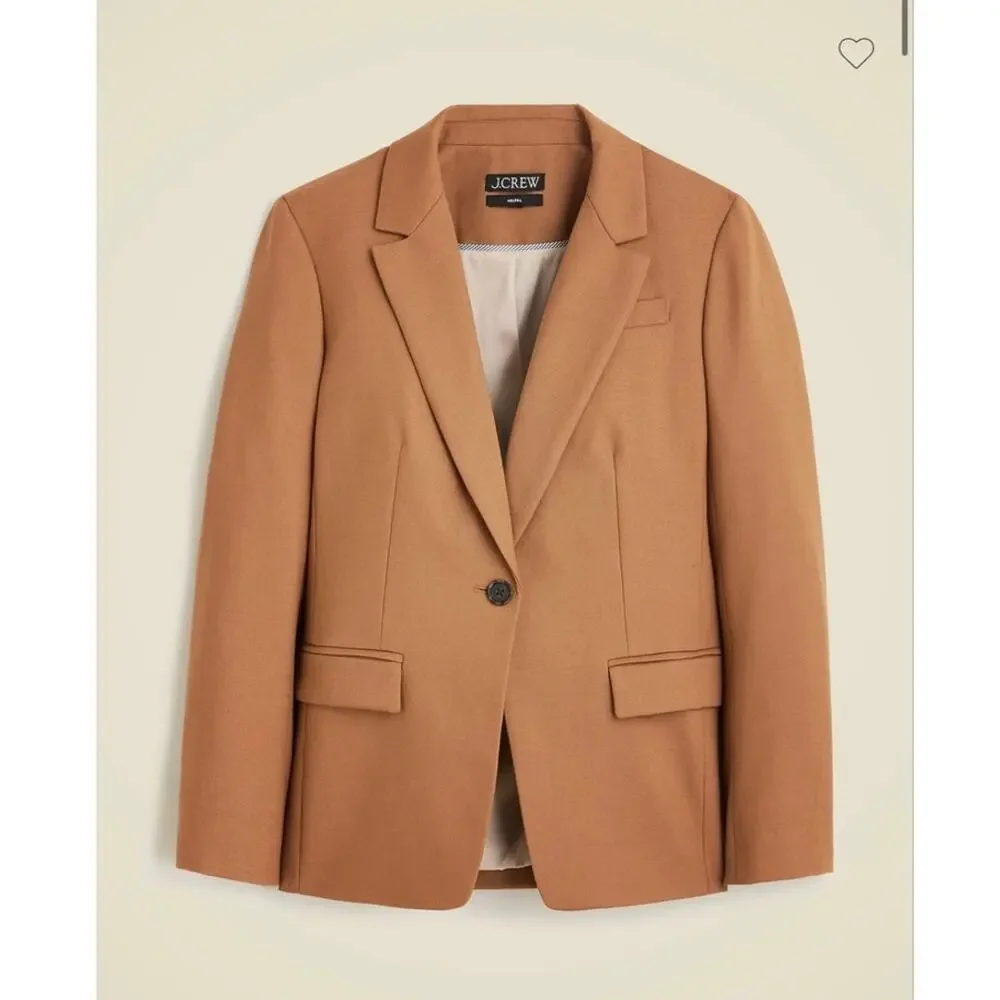 J. Crew Women's Helena Blazer in Wool-Blend Flannel Camel Brown Size 6 NWT